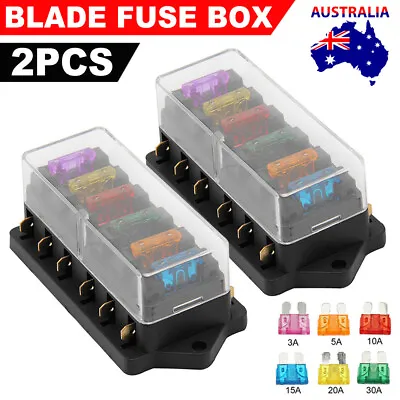$17.45 • Buy 2X 6 Way Blade Fuse Box Block Holder Circuit Standard For 12V 24V Car Marine AU