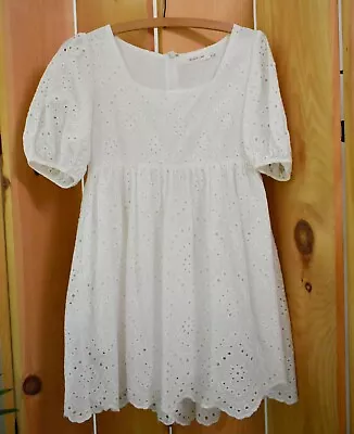 MUSTARD SEED White 100% Cotton Eyelet Dress Ladies Size Small • $8.95