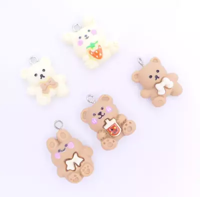 £3.40 • Buy 5 Mixed Brown And Cream Teddy Bear And Bunny Charms Kawaii Charms