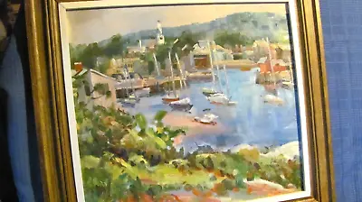 Vintage Oil Painting Rockport MA  View From The Headlands  By Elice Pieropan • $595