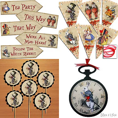£2.59 • Buy Alice In Wonderland Arrow Quote Signs Prop Mad Hatters Tea Party Decoration LOTS