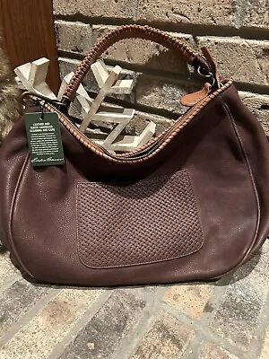 NWT Eddie Bauer Brown Leather Shoulder Hobo Bag • $50