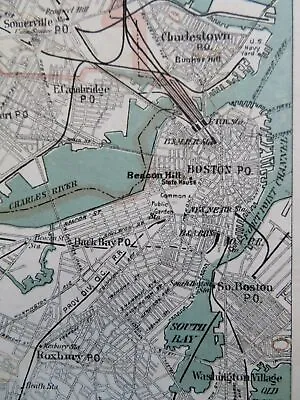 Boston Cambridge Medford Marlborough Concord Lexington 1891 Walker Map • $76