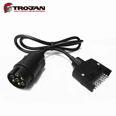 $25 • Buy Trailer Adaptor Large Round 7 Pin Plug To Large 7 Pin Flat Plug 850mm Cable