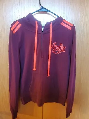 VICTORIA'S SECRET PINK Half Zip Hoodie Pullover Maroon Size M • $17