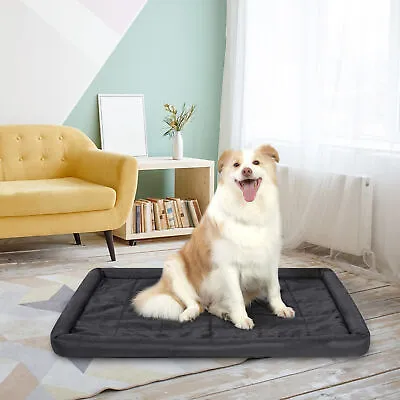 30/35/42/48  Dog Bed Crate Kennel Folding Metal Pet Cage Black Sleeping Cushion  • $23.91