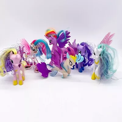 My Little Pony Unicorn Lot 6 Figures Rainbow Shimmer Princess Celestia Mermaid  • $30