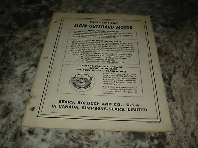 Original Elgin Outboard Boat  Motor Parts List For Model 574.60600  574.60610  • $12.99