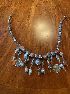 Antique Tribal African Silver Beaded Antique Necklace Moroccan RARE • $800