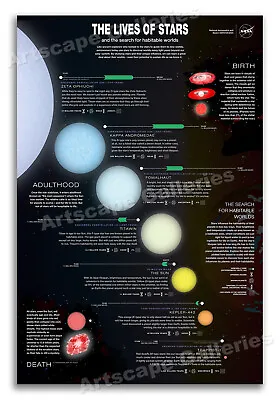 NASA Astronomy Educational Poster - The Lives Of Stars! - 20x30 • $17.95