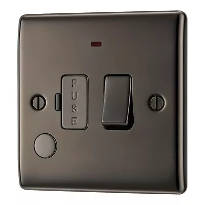 £8.69 • Buy BG Nexus NBN53 Black Nickel CHROME Switched Fused Spur Flex Outlet Unit 13A