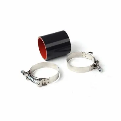 2.5  Inch 63 Mm ID Straight Silicone Coupler Hose Pipe Black Red + T-Clamp • $8.75