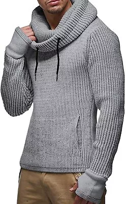 COOFANDY Men's Knitted Cotton Pullover Hoodie Long Sleeve Turtleneck Sweater • $43.22