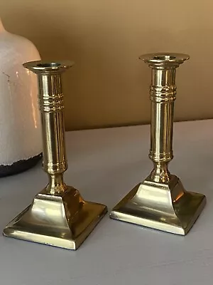 Set Of 2 Vintage Solid Polished Brass Candlesticks 5 5/8  • $17