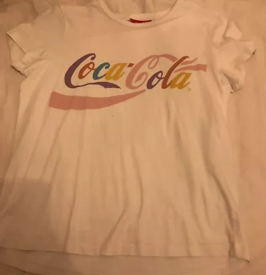 Coca Cola White Tshirt With Logo Name Used Good Condition • £5.99