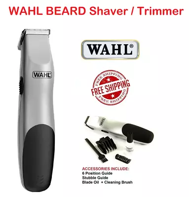 Wahl Mens Beard Trimmer Shaver Clipper Portable Cordless With Trimmer Guides NEW • $33