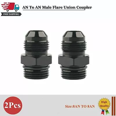 (2) ORB-8 O-Ring Boss -8AN To -8AN Male Adapter Fitting Straight Black Anodized • $7.99