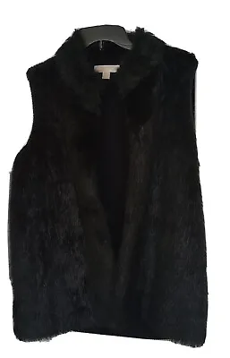 Michael Kors Black Faux Fur & Sweater Vest Size Large - Open Front • $26.40