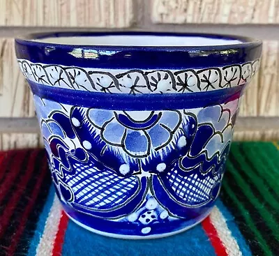 Mexican Ceramic Flower Pot Planter Folk Art Pottery Handmade Talavera #8 • $19.99