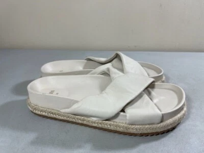 $14.76 • Buy Zara Women's Beige Criss Cross Espadrille Slide Sandals Size 39 Usa 8