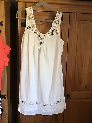 £6.15 • Buy Monsoon Summer Beaded Dress Size 16, Beige, Lace