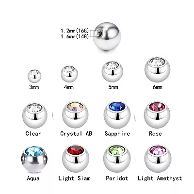 £3.11 • Buy 5X Piercing Replacement Spare BALLS Lip Labret Belly Bars 3mm 4mm 5mm 6mm 14G16G