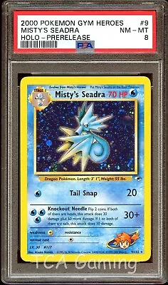 $25.99 • Buy PSA 8 NM-MINT Misty's Seadra 9/132 PRERELEASE Gym Heroes HOLO PROMO Pokemon Card