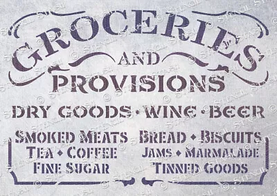 Groceries STENCIL 4 Sizes G Tea Wine Beer Shop Sign Vintage SUPERIOR 250 MYLAR • £5