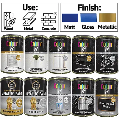 £5.89 • Buy Paint Factory Tin Paint Matt Gloss Metallic Wood Concrete Fast Drying 300ml