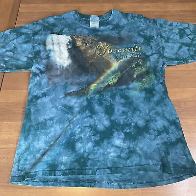 Habitat Vintage Y2K Yosemite Mist Trail T Shirt Mens Size XL Blue AOP Pattern • $19.51