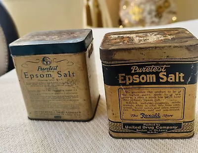 Vintage Advertising Product Tins Puretest Epsom Salt Set Of 2 • $16.50