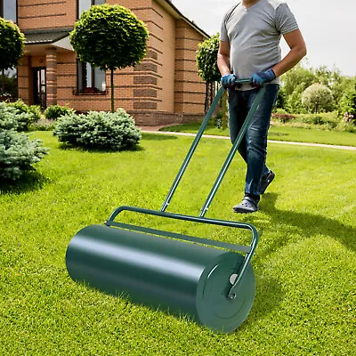 63L Steel Garden Lawn Roller Water Sand Filled Outdoor Grass Roller W/Drain Plug • £71.95