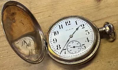 1915 ELGIN 312 Grade 15 Jewel Gold Filled Pocket Watch Full Hunter Case RUNNING • $182.16
