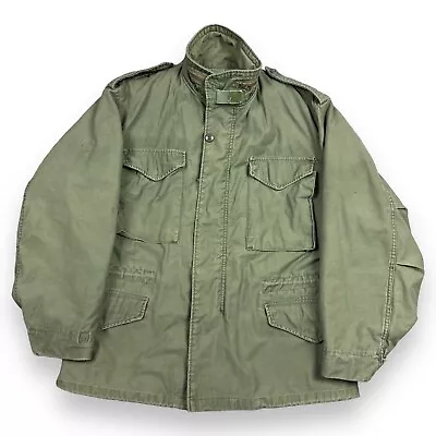 VTG M-65 OG-107 Military Field Jacket Coat USA Scovill Zip Hood Olive M65 23x29 • $76.49