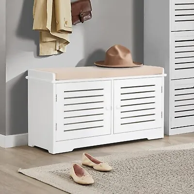 Shoe Bench Storage Orgainizer Shoes Cabinet Rack With Seat Cushion Entryway • $89.99