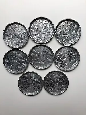 Vintage Set Of 8 Everlast Forged Aluminum Coasters Dogwood Floral Embossed • $20.94