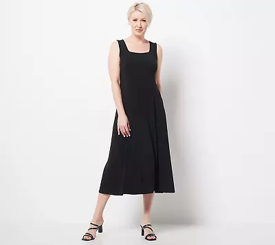 Susan Graver Petite Liquid Knit Sleeveless Midi Dress Black S New • $18.79