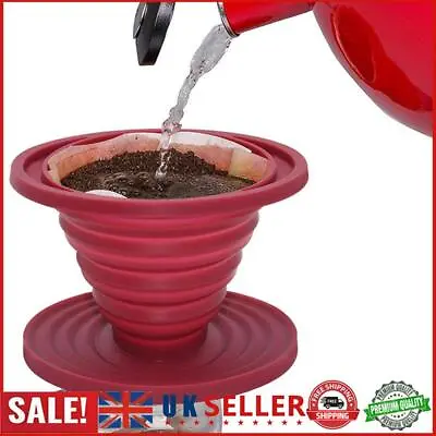 Collapsible Silicone Coffee Dripper Filter Reusable Cone Drip Cup Brew Maker GB • £6.36