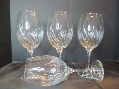 Crystal 4 Ice Tea Goblets Cut Swirl Lines 9 5/8  Tall • $40