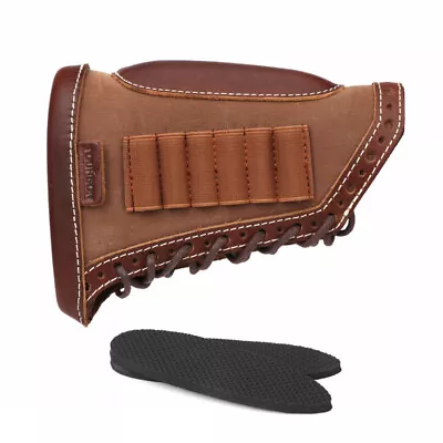 TOURBON Canvas Leather Cheek Rest Rifle Shells Holder Shooting Gun Stock Cover • $28.79