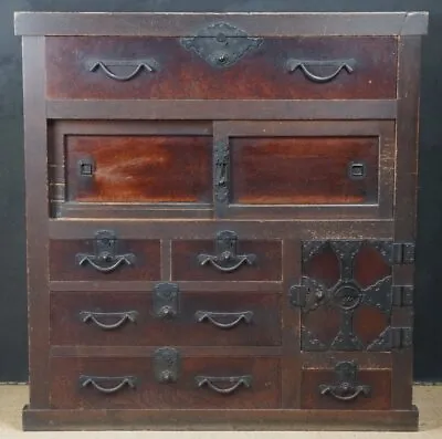 Antique Tansu Japan Fine Furniture 1800s Edo Carpenter Craft Cabinet • £2300.31