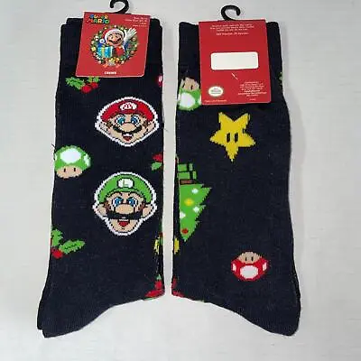 Adult Nintendo Super Mario Bros Christmas Novelty Crew Socks NEW • $7.99