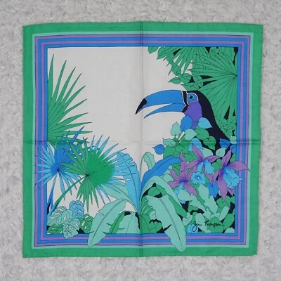 $9.99 • Buy K337 Jim Thompson Green Flower Silk Scarf Scarves Sz. 15  X 15.5 