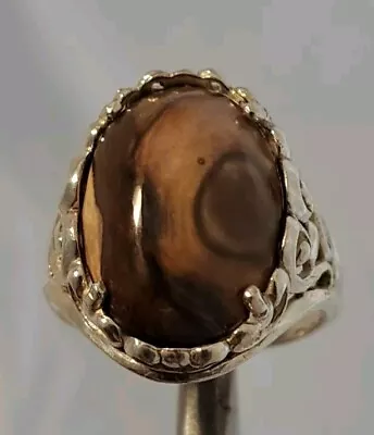 KABANA KBN Vintage Sterling Silver Brown Stone Ring Size 7.75 NICE • $25