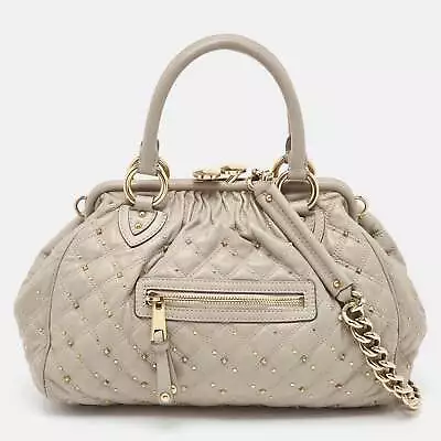 MARC JACOBS Light Beige Quilted Leather Stam Satchel • $475.15