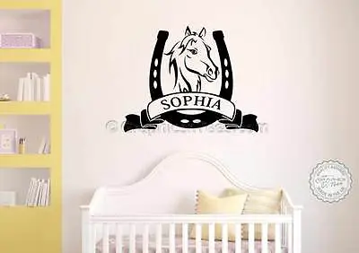 £17.99 • Buy Personalised Horse Wall Stickers Boys Girls Bedroom Playroom Wall Decor Decals 