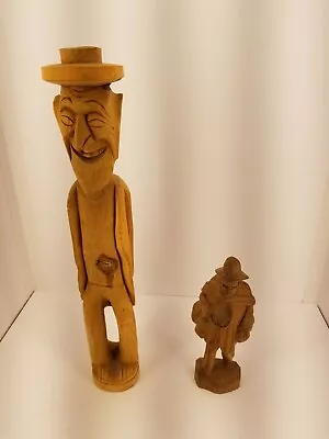 Hand Carved Wooden Folk Art Statues Detailed Art Sculpture Figure Farmer • $7.99