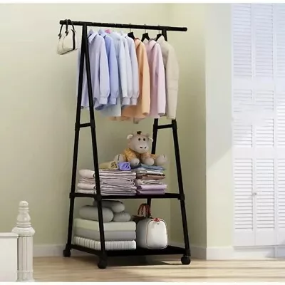 Clothes Rail Stand Garment Coat Rack Frame For Bedroom • £16.99