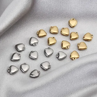 20pcs Stainless Steel Gold Tone Heart Charm Solid Pendant For Diy Jewelry 10mm • $7.99