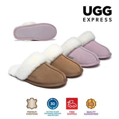 $55 • Buy UGG Slippers Women Men Australian Sheepskin Wool House Slipper Soft Sole Nonslip